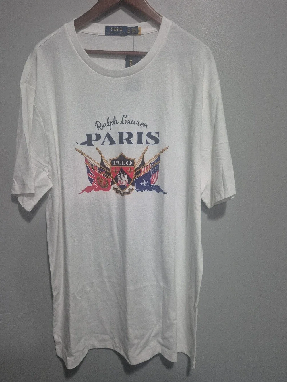 NWT Polo Ralph Lauren Paris Graphic T-Shirt Men's XLT White Short Sleeve Tee